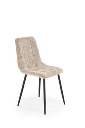 Krzesło tapicerowane Pilew beżowe do jadalni nowoczesne z oparciem na czarnych nogach Intesi