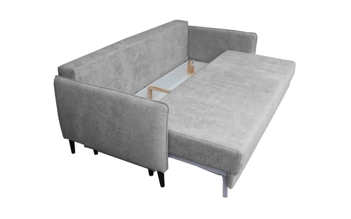 Sofa rozkładana Lika 3 osobowa z funkcją spania i pojemnikiem beżowa velvet do salonu