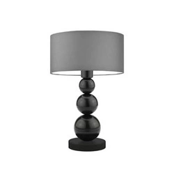 Lampka nocna do sypialni HONOLULU szara nowoczesna z abażurem na czarnym stelażu LYSNE