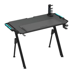 Biurko gamingowe Falcon 1.0 czarne nowoczesne do pracy i grania z uchwytami na akcesoria Intesi