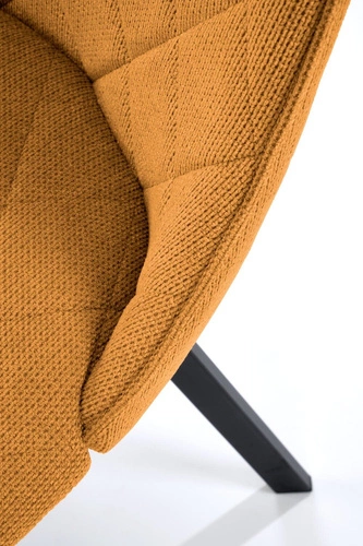 Krzesło tapicerowane Fenri musztardowe do jadalni nowoczesne pikowane z czarnymi nogami Intesi