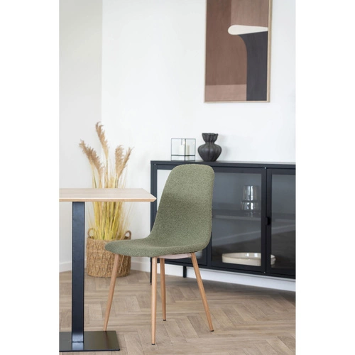Krzesło do jadalni Stockholm Intesi tapicerowane boucle zielone drewniane skandynawskie wysokie nogi