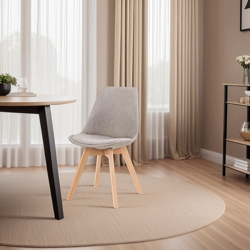 Krzesło tapicerowane Dimi szare jasne do jadalni skandynawskie z drewnianymi nogami Intesi