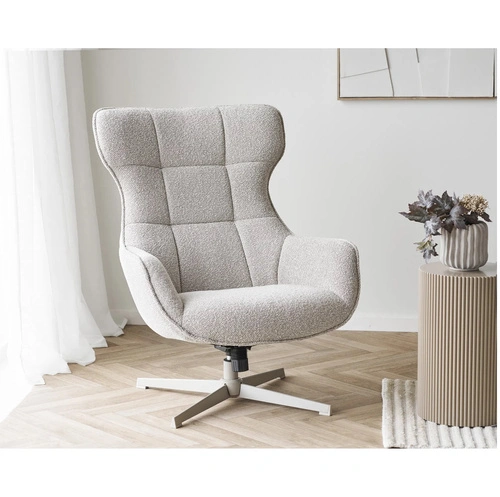 Fotel biurowy obrotowy Turin biały boucle nowoczesny do biura i gabinetu