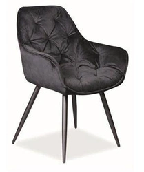 Krzesło tapicerowane Cheer Velvet czarne do jadalni i salonu welurowe z podłokietnikami Intesi