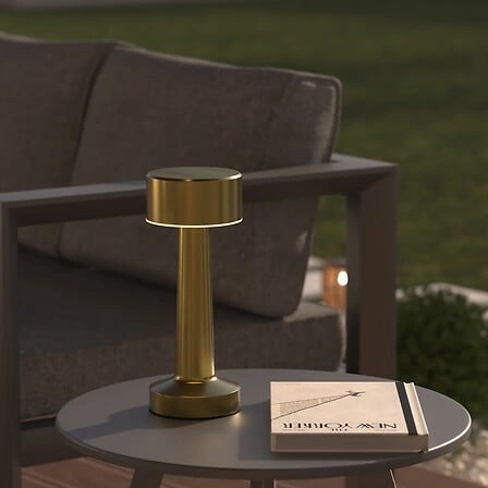Lampka nocna LED Halto Atmosphera złota nowoczesna przenośna na taras i balkon USB