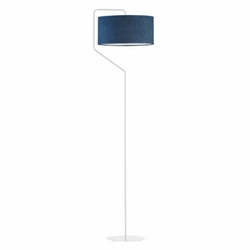 Lampa stojąca do salonu TESALLIA niebieska welurowa z abażurem glamour nowoczesna Lysne 156 cm
