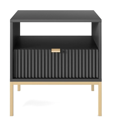 Zestaw mebli do sypialni czarny/złoty Delicious ryflowane fronty