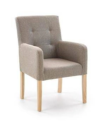 Krzesło tapicerowane Filem beżowe z podłokietnikami do jadalni skandynawskie drewno bukowe Intesi