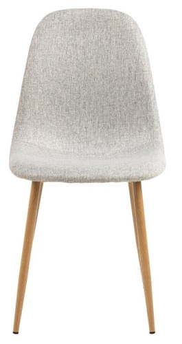 Krzesło do jadalni Celia Actona szare jasne tapicerowane skandynawskie na metalowych nogach