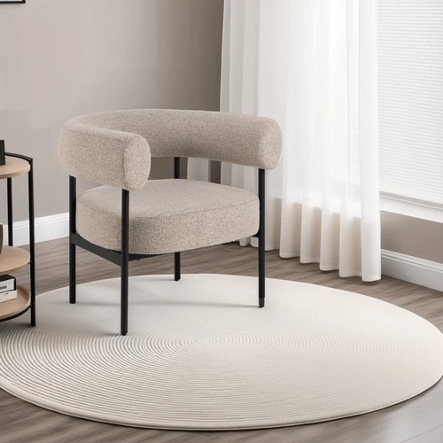 Fotel wypoczynkowy Oakfield beżowy Monza do salonu nowoczesny tapicerowany z podłokietnikami