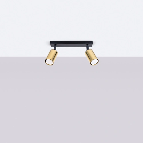 Plafon sufitowy WINX 2 czarny złoty nowoczesny stalowy do salonu i sypialni SOLLUX