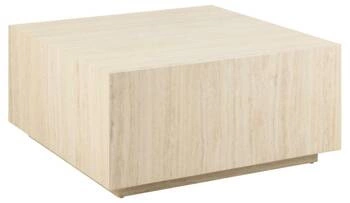 Stolik kawowy Dice 90x90 cm kwadratowy beżowy trawertyn nowoczesny do salonu Actona