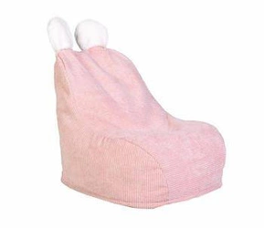Pufa dla dzieci Lievre różowa sztruksowa z uszami do pokoju dziecka nowoczesna Intesi 55 cm