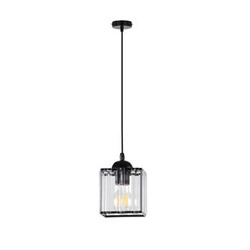 Lampa wisząca Glassia czarny 1x40 E27 klosz czarny+kryształy bezbarwne