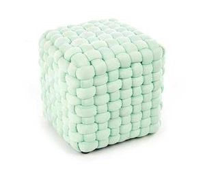 Pufa Rubi miętowa kwadratowa tapicerowana do salonu i pokoju dziecięcego 35x35 cm Intesi