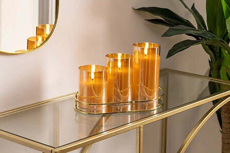 Zestaw 3 świec LED Sena bursztynowe