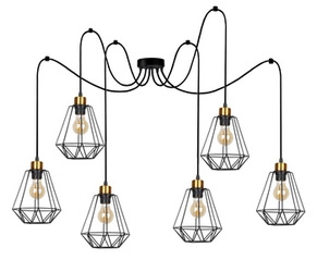 Lampa wisząca Primo p czarny+złoty 6x60W E27 klosz czarny