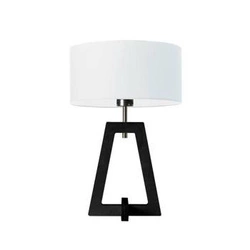 Lampka nocna do sypialni Clio glamour z abażurem biała i drewniana hebanowa LYSNE 47 cm