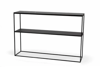 Nowoczesny wąski stolik konsolowy STAM 280 NORDIFRA do przedpokoju i salonu z półką, czarny szary