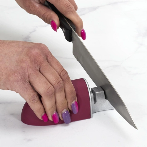 Ostrzałka do noży kuchennych Intesi czarna stal nierdzewna kompaktowa do kuchni