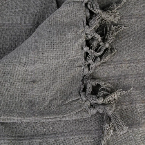 Narzuta bawełniana Vintage Atmosphera z frędzlami 160x220 cm szara do sypialni