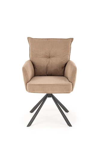 Fotel obrotowy Aldora cappuccino z tkaniny sztruksowej do biura i salonu nowoczesny