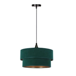 Lampa wisząca Scopello czarny 1x60 E27 abażur duo 35+30 velur but.zieleń\złoto