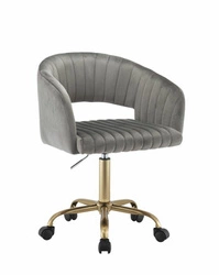 Fotel biurowy obrotowy Rivoli VIC szary welurowy glamour z regulacją wysokości do gabinetu