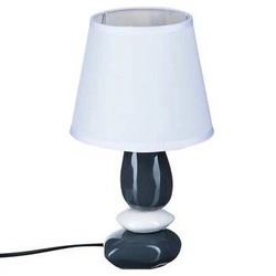 Lampa Luis ceramiczna granatowo-biała biały klosz