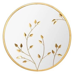 Lustro okrągłe glamour Feuille 58cm złote do salonu w metalowej ramie Atmosphera