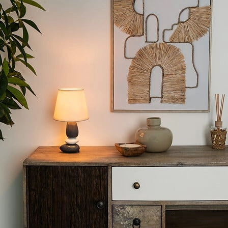 Lampa Luis ceramiczna granatowo-biała biały klosz