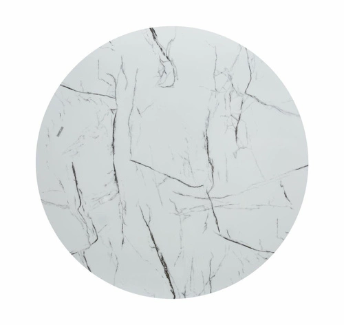 Stół okrągły szklany Edward biały marmur 100 cm glamour do jadalni i salonu Intesi