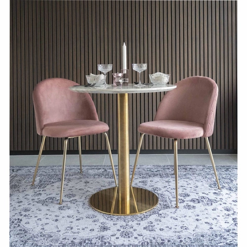 Stół okrągły Bolzano biały marmur złoty nowoczesny glamour do jadalni i salonu 70 cm