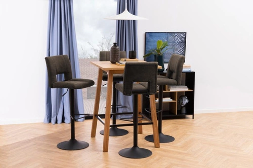 Hoker z oparciem Sylvia Actona nowoczesny tapicerowany obrotowy regulowany do kuchni antracytowy