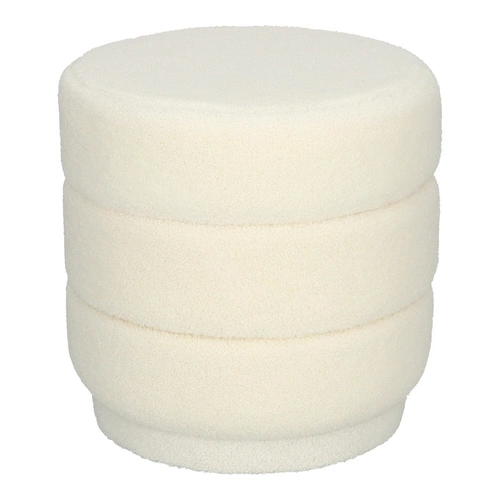 Pufa Sinan okrągła biała nowoczesna tapicerowana do salonu i przedpokoju Atmosphera 40 cm