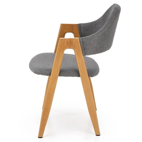 Krzesło Island tapicerowane szare z podłokietnikami do jadalni nowoczesne skandynawskie