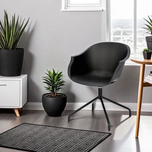 Krzesło konferencyjne obrotowe Roundy Black Intesi czarne nowoczesne z podłokietnikami