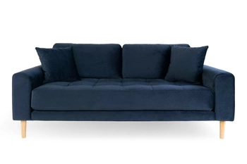 Sofa Lido 3 osobowa welurowa granatowa skandynawska do salonu z podłokietnikami Intesi
