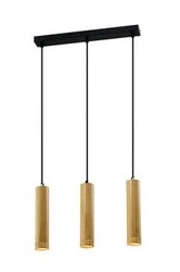Lampa wisząca Tubo czarny 3x25W GU10 klosz 25cm drewniany