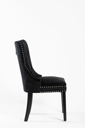 Krzesło do jadalni Lael Intesi tapicerowane welur czarne, klasyczne drewniane, styl prowansalski