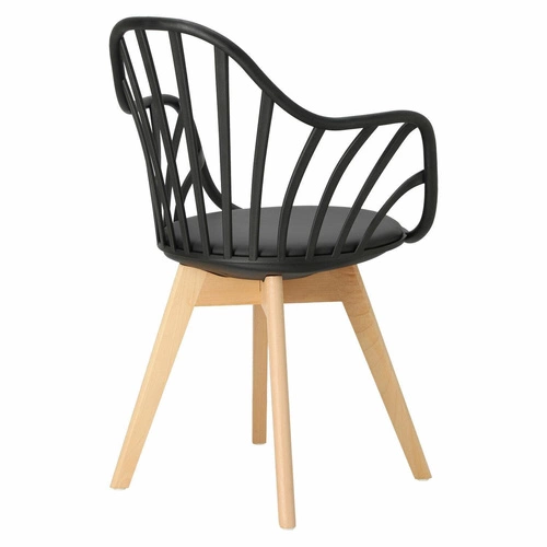 Krzesło do jadalni Sirena Intesi czarne z podłokietnikami, skandynawskie, łatwe czyszczenie