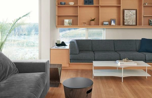 Kosz na śmieci i pojemnik do salonu Umbra Woodrow drewniany orzech czarny 42 cm