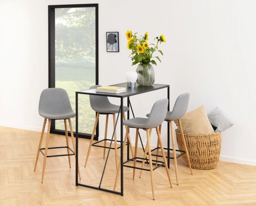 Hoker Wilma tapicerowany szary jasny z oparciem nowoczesny do kuchni i wyspy Actona 73 cm