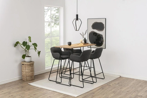 Hoker tapicerowany z oparciem Lisa Actona szary glamour do kuchni i jadalni 76 cm