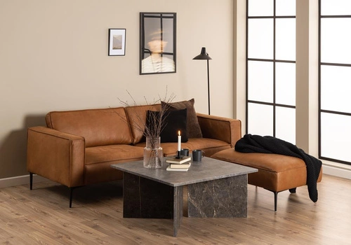 Stolik kawowy marmurowy kwadratowy Vega 90x90 cm brązowy nowoczesny do salonu Actona