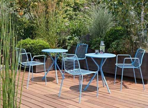 Krzesło ogrodowe metalowe Summer SCAB Design zielone z podłokietnikami nowoczesne sztaplowane