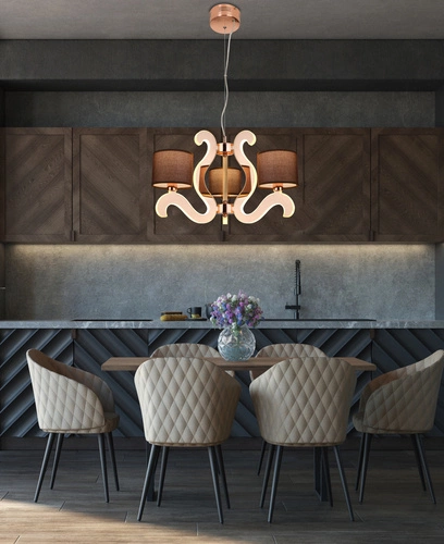 Lampa wisząca Ambrosia 3 3x40W E14 + 18,4W LED miedziany