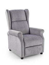 Fotel rozkładany Nagu masujący welurowy do salonu szary jasny Intesi nowoczesny relax