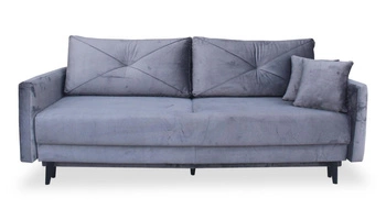 Sofa rozkładana Saxo 2 osobowa z funkcją spania i pojemnikiem grafitowa do salonu nowoczesna